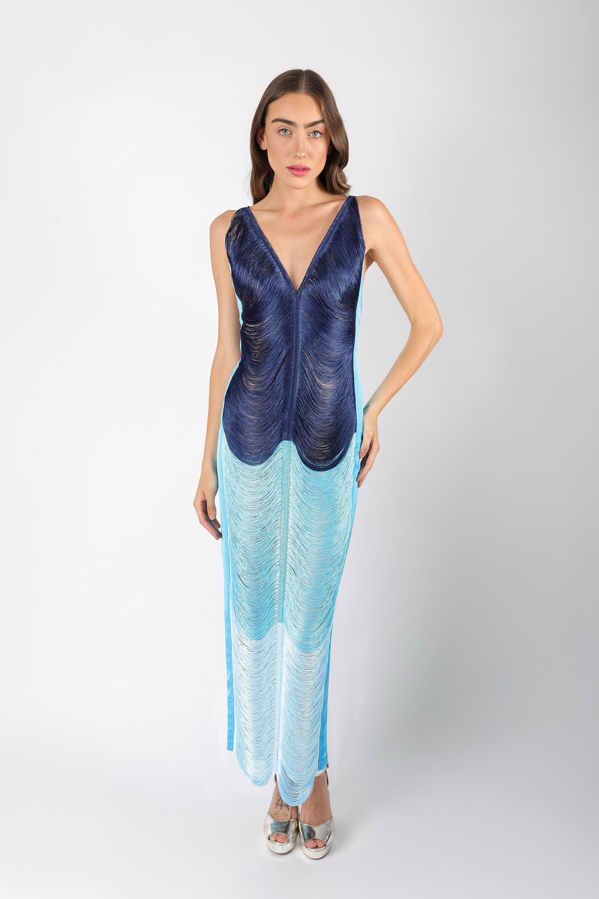 BLUE FRINGE DRESS Federico Penhas BLUE FRINGE DRESS Federico Penhas