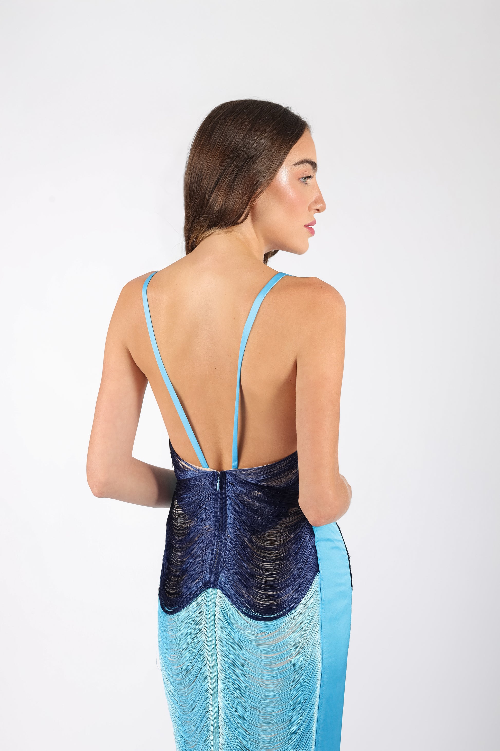 BLUE FRINGE DRESS Federico Penhas BLUE FRINGE DRESS Federico Penhas